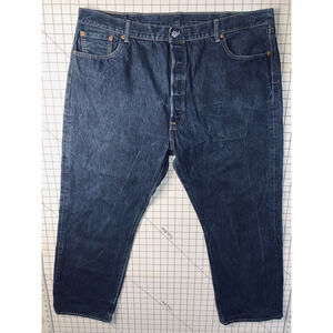 Levis 501 Jeans 43x29 Actual Blue Straight Leg Button Fly Dk Blue Tag 46x32 GUC